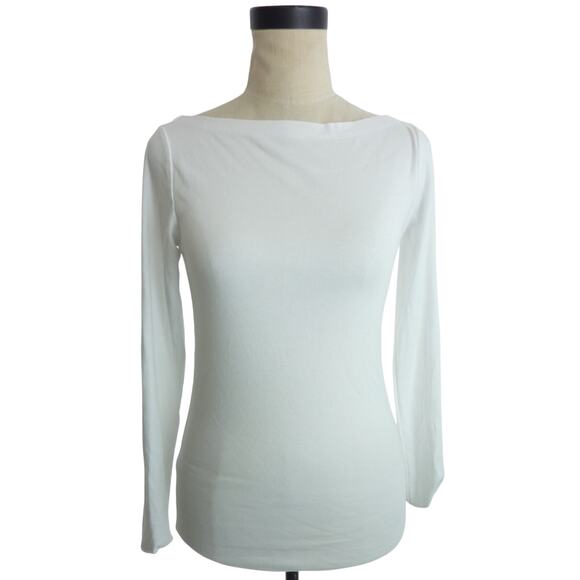Gap White Boat Neck Long Sleeve Shirt S Top - Picture 1 of 6